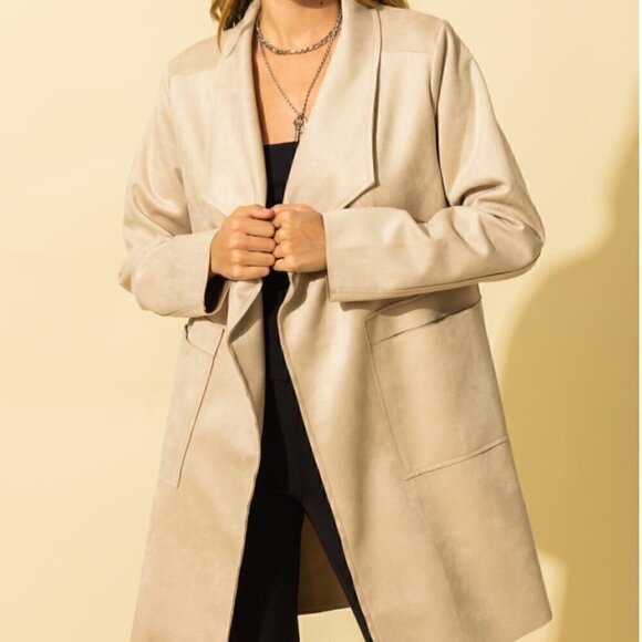 HYFVE Beige Suede Long Jacket Small - Picture 1 of 9